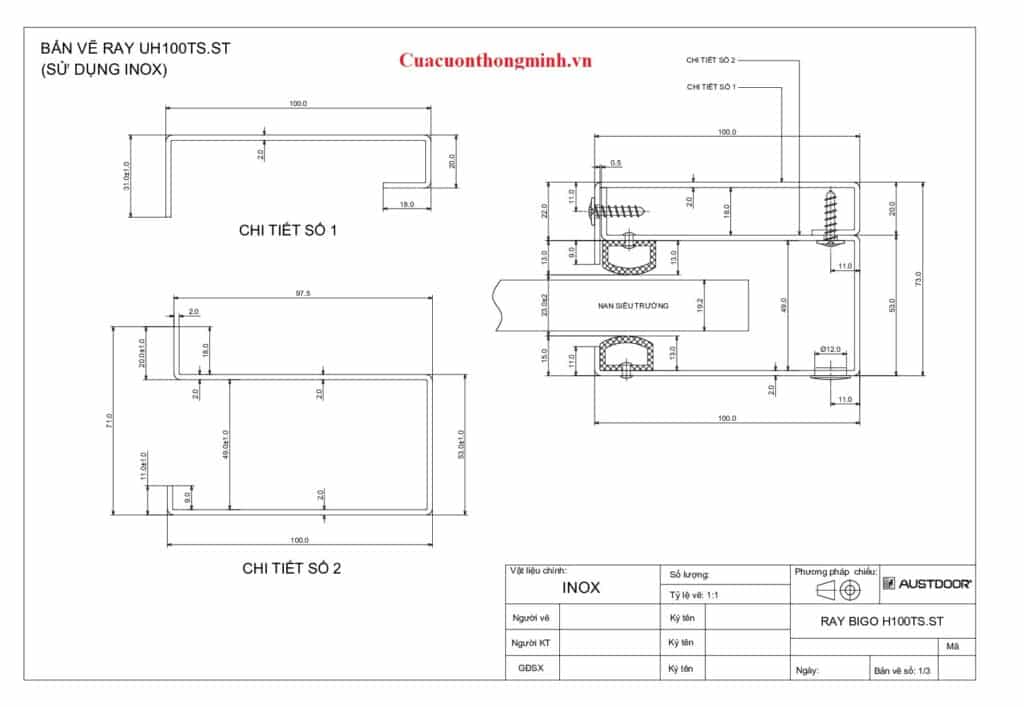 kích thước ray cửa cuốn